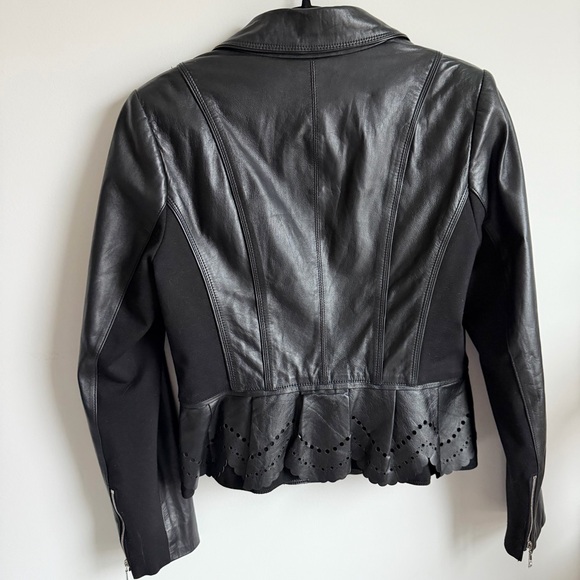 White House Black Market Black Leather Moto Biker Jacket - Picture 2 of 6